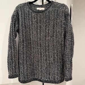 LOFT Charcoal and White Cable Knit Sweater